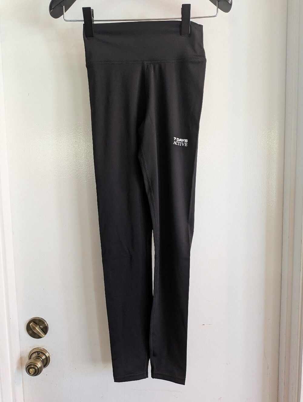 7 Days Active Signature Black High-Waist Leggings Size XS